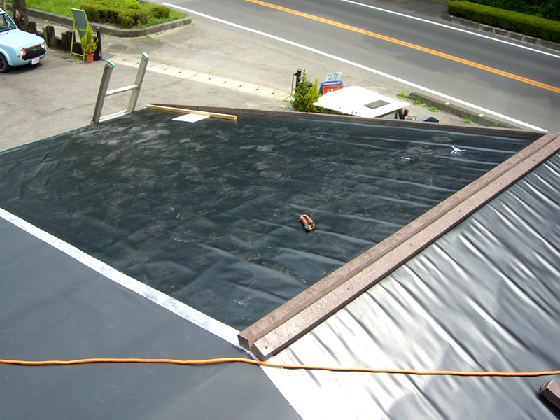 屋上緑化　下地防水処理